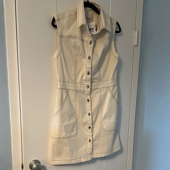 Kut from the Kloth Ivory Sleeveless Denim Dress NWT Sz M - Picture 4 of 6